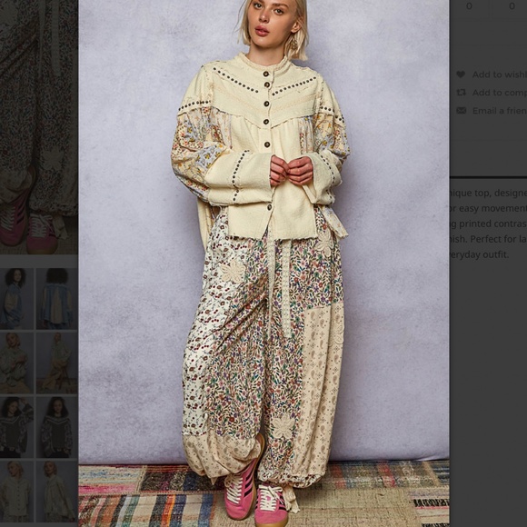 POL “Priscilla 2” POL Blended Thermal and Fabric Paneled Top with Studs 60A - Picture 6 of 6